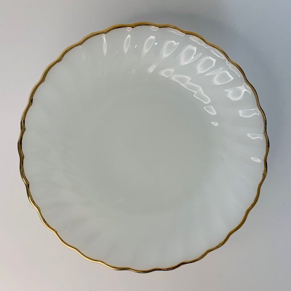 Vintage Swirl Golden Shell Lustre Coupe Soup Bowls / Salad Plates by Fire King - Picture 7 of 7